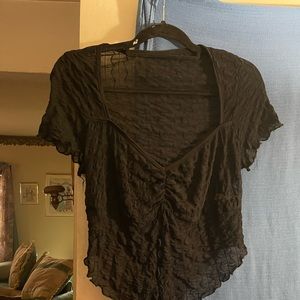 SHEIN Curve black mesh cropped top